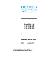 Предварительный просмотр 1 страницы Becker IC6100-2-(01) Installation And Operation Manual