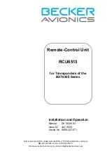 Becker RCU6513 Installation And Operation Manual предпросмотр