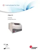 Beckman Coulter Allegra X-5 Instructions For Use Manual предпросмотр