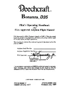 Preview for 1 page of Beechcfaft Bonanza D35 1994 Pilot'S Operating Handbook And Faa Approved Airplane Flight Manual