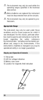 Предварительный просмотр 12 страницы Beha-Amprobe MAGNO VOLTfix Instruction Manual