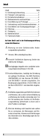 Preview for 2 page of BEHA UNITEST Ohmtest Instruction Manual