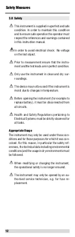 Preview for 12 page of BEHA UNITEST Ohmtest Instruction Manual