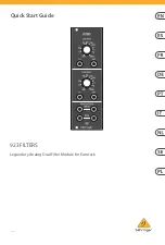 Behringer 923 FILTERS Quick Start Manual предпросмотр