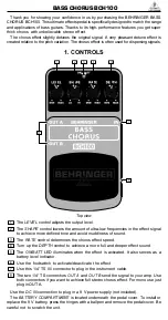 Preview for 1 page of Behringer Bass Chorus BCH100 Manual