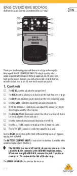 Behringer BASS OVERDRIVE BOD400 Manual preview