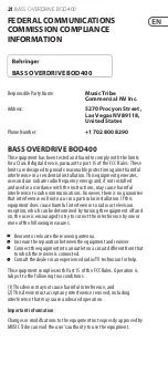 Предварительный просмотр 21 страницы Behringer BASS OVERDRIVE BOD400 Manual