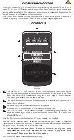 Предварительный просмотр 1 страницы Behringer CC300 User Manual