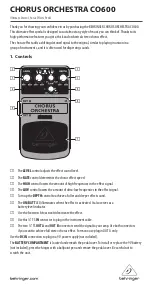 Preview for 1 page of Behringer CHORUS ORCHESTRA CO600 Quick Manual