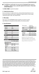 Preview for 2 page of Behringer CHORUS ORCHESTRA CO600 Quick Manual