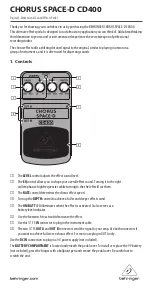 Behringer Chorus Space-D CD400 Manual preview