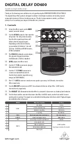 Preview for 1 page of Behringer DIGITAL DELAY DD600 User Manual