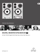 Preview for 1 page of Behringer DIGITAL MONITOR SPEAKERS MS20 Technical Specifications