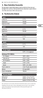 Preview for 9 page of Behringer DIGITAL REVERB DR600 Manual