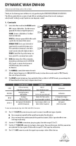 Behringer DYNAMIC WAH DW400 Quick Manual preview