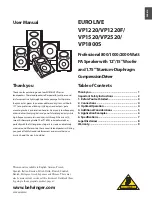 Behringer Eurolive VP1220 User Manual предпросмотр