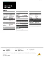 Предварительный просмотр 4 страницы Behringer EUROPOWER PMP530M Brochure & Specs