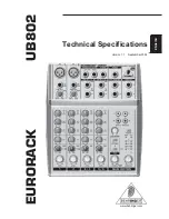 Behringer Eurorack UB802 Technical Specififcations предпросмотр