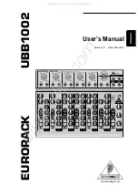 Preview for 1 page of Behringer EURORACK UBB1002 User Manual