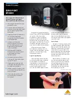 Предварительный просмотр 1 страницы Behringer Eurosport EPA300 Datasheet