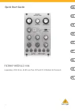 Behringer FILTAMP MODULE 1006 Quick Start Manual preview