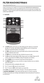 Behringer FILTER MACHINE FM600 User Manual preview