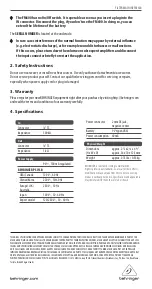 Preview for 2 page of Behringer FILTER MACHINE FM600 User Manual