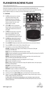 Preview for 1 page of Behringer FLANGER MACHINE FL600 Specification