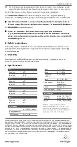 Preview for 2 page of Behringer FLANGER MACHINE FL600 Specification