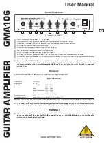 Предварительный просмотр 1 страницы Behringer GMA106 User Manual