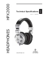 Preview for 1 page of Behringer HEADPHONES HPX2000 Technical Specifications