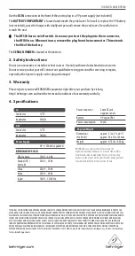 Preview for 2 page of Behringer HI BAND FLANGER HF300 Quick Manual