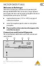 Behringer Micropower PS400 Manual preview