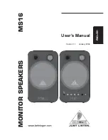 Preview for 1 page of Behringer Monitor Speakers MS16 User Manual