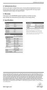 Preview for 2 page of Behringer OVERDRIVE/DISTORTION OD300 User Manual