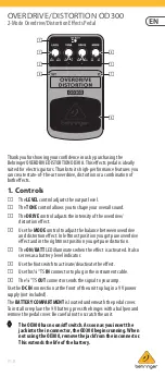 Behringer Overdrive/Distortion Manual preview