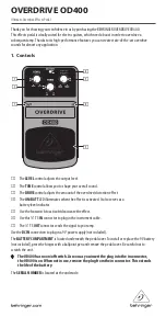 Behringer OVERDRIVE OD400 Specifications preview