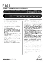 Preview for 1 page of Behringer POWERPLAY 16 P16-I Product Overview