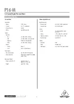 Preview for 3 page of Behringer POWERPLAY 16 P16-M Specifications