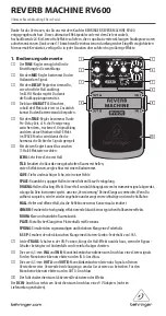 Preview for 1 page of Behringer REVERB MACHINE RV600 (German) Kurzbedienungsanleitung