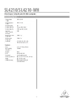 Preview for 2 page of Behringer SL4210 Specification