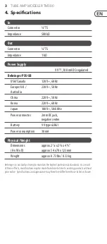 Preview for 3 page of Behringer TUBE AMP MODELER TM300 Manual