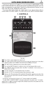 Preview for 1 page of Behringer Ultra Bass Chorus BUC400 User Manual