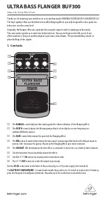 Behringer ULTRA BASS FLANGER BUF300 Manual preview