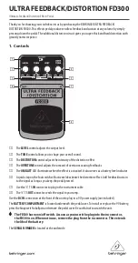 Preview for 1 page of Behringer ULTRA FEEDBACK/DISTORTION FD300 Quick Manual