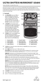 Preview for 1 page of Behringer ULTRA SHIFTER/HARMONIST US600 Manual