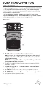 Behringer Ultra Tremolo/PAN TP300 Quick Manual предпросмотр