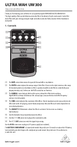 Предварительный просмотр 1 страницы Behringer ULTRA WAH UW300 Instruction