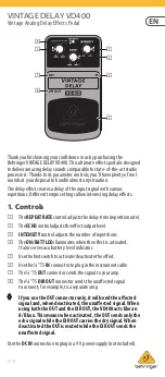 Behringer VINTAGE DELAY VD400 Quick Start Manual preview