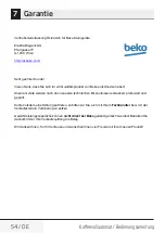 Предварительный просмотр 54 страницы Beko CEG5301X User Manual